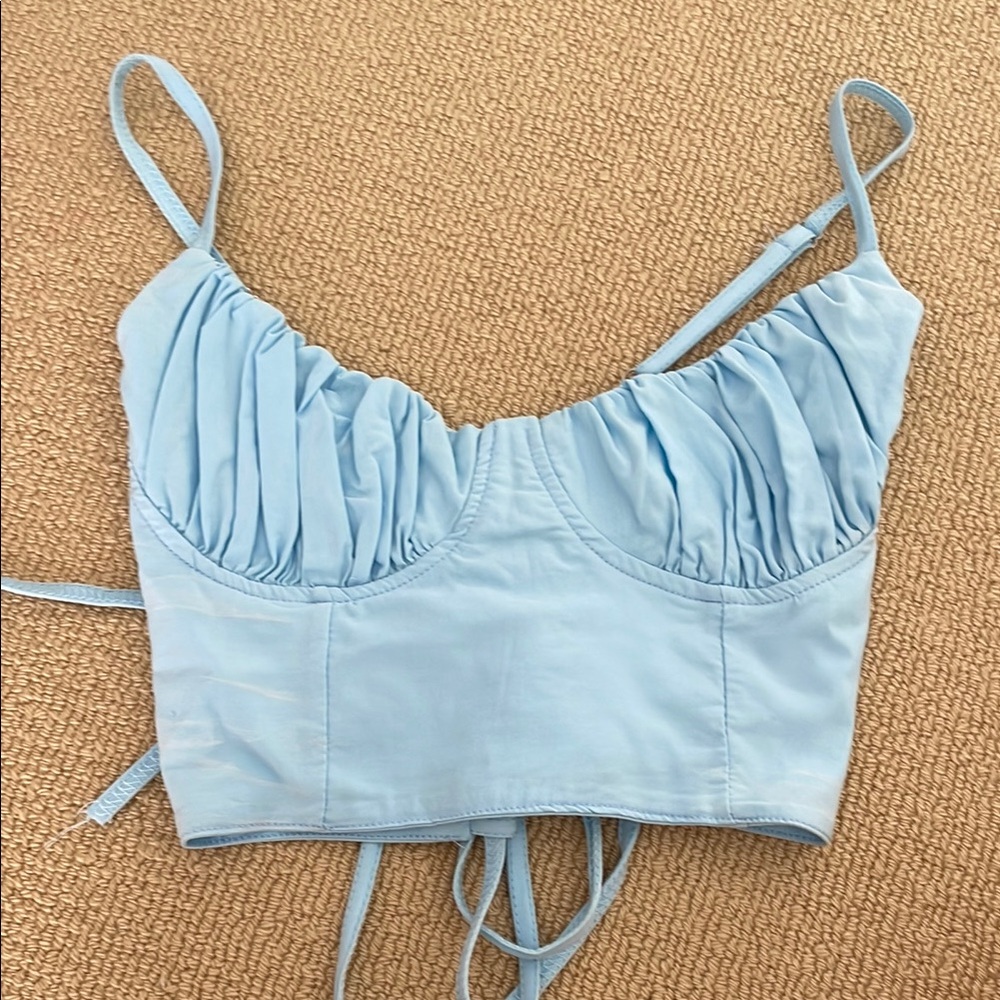 Light Blue Ruched Crop Top